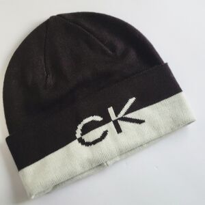 Calvin Klein Black and White Knit Hat